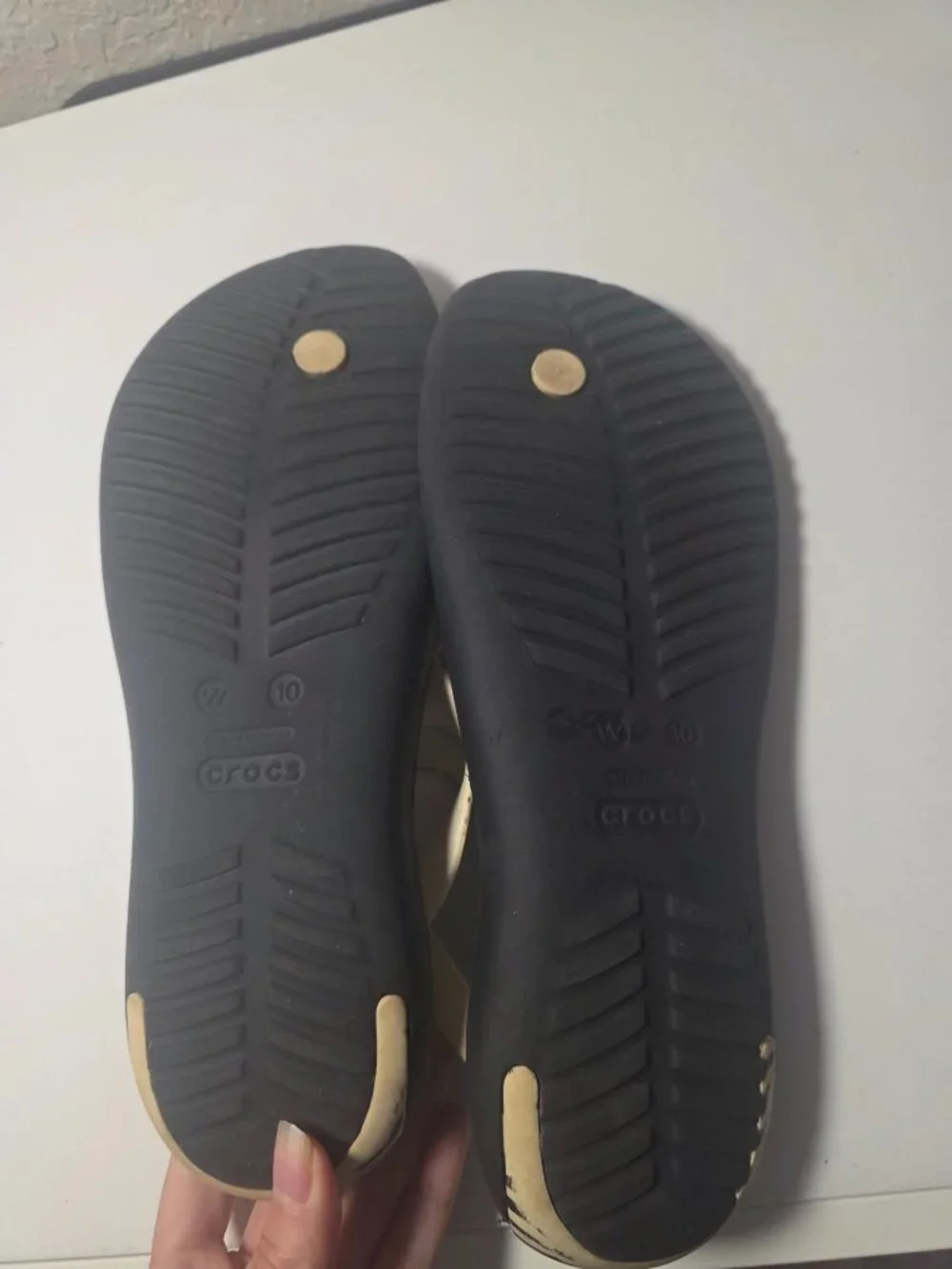 CROCS Serena Zebra Print Ivory Black Sandals size 10